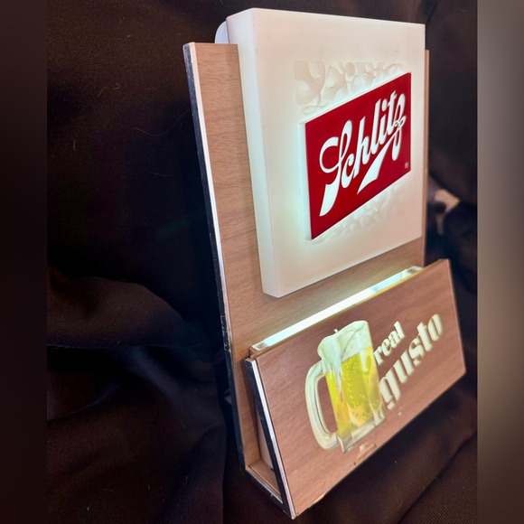 Illuminated Wall Sign with Brown and White Design - Picture 2 of 3